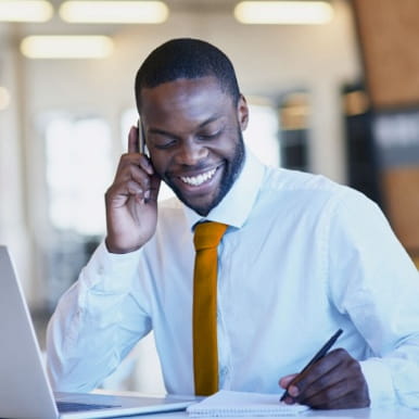 person talking on phone