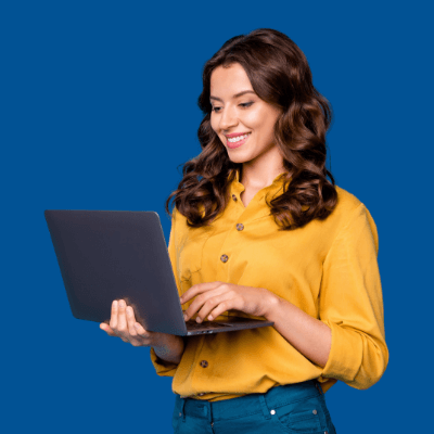 Woman holding laptop