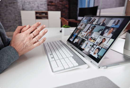 Laptop showing a group web call