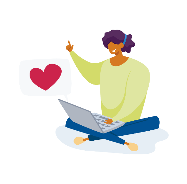 illustration of a girl with computer