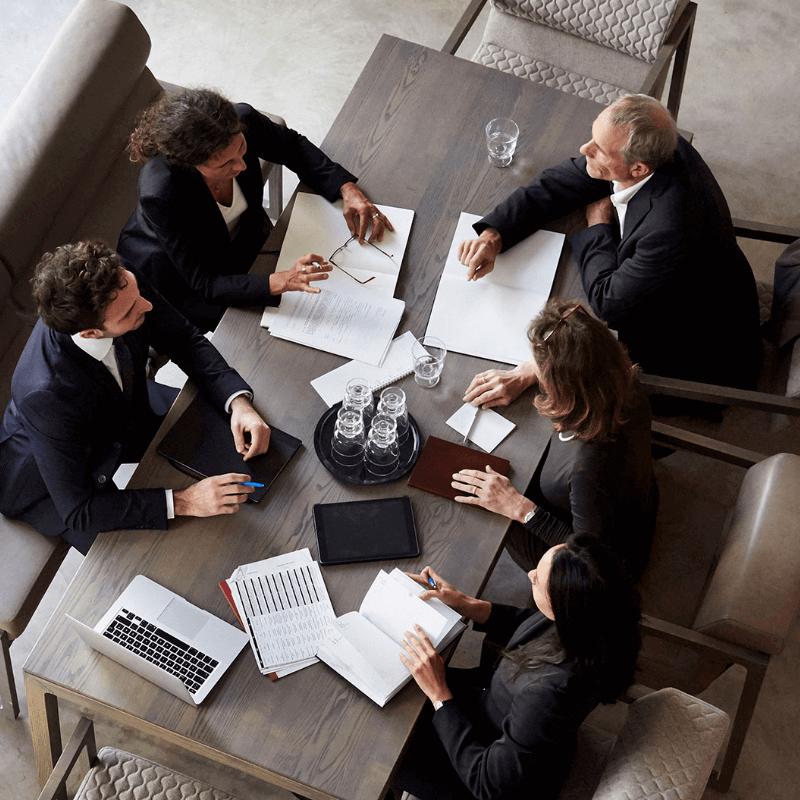 Meeting at a desk