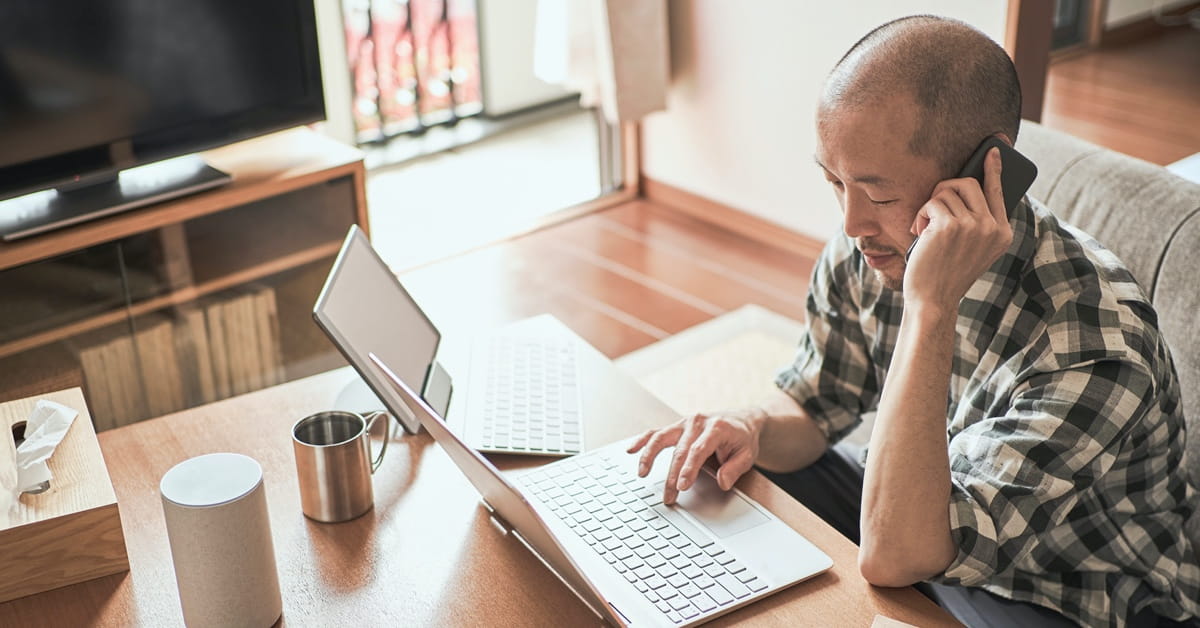 man working on computer
